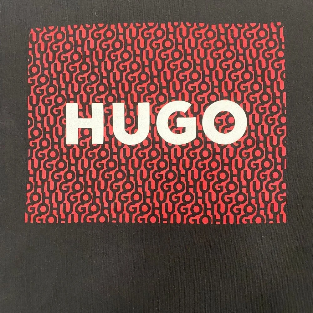 NWT HUGO BOSS Men's Cotton Crew Neck Logo Print T-Shirt Color Black Size S - XXL - Picture 4 of 6